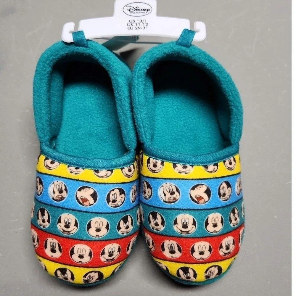 NEW Unisex Kids Disney Mickey Mouse Slip-On Slippers, Size 13/1